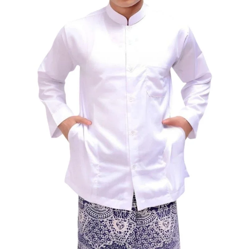 Baju Koko Dewasa Lengan Panjang Model Haibah Saku Samping Warna Putih Murah Berkualitas Banyak Promo